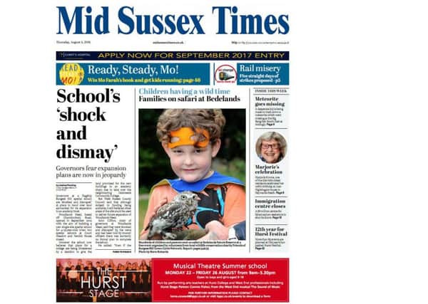 Mid Sussex Times front page, August 4, 2016