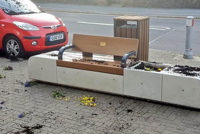 A flower bed was vandalised in North Road, Lancing. Picture: Neil Godfrey