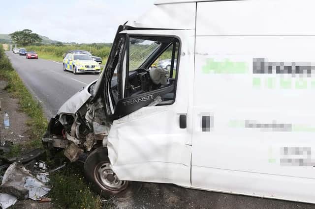 The B212 Ditchling road is partially blocked after a van collided with a house on Thursday (August 4). Picture by Eddie Mitchell. SUS-160408-113420001