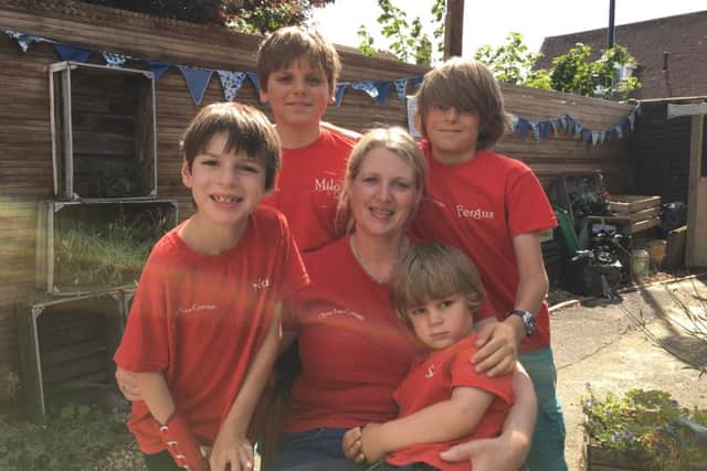 Samantha and her four children. She decided to open her house to other families because two of her boys have disabilities and it was so difficult to take them out