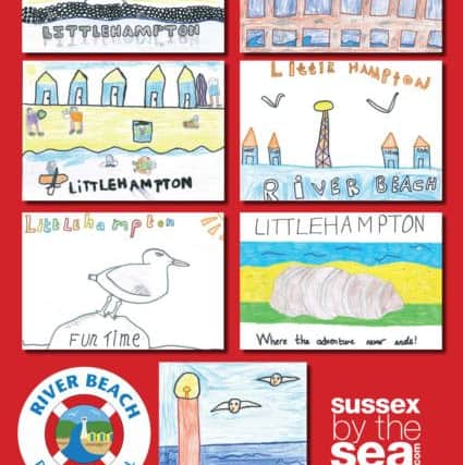 Postcards designed by pupils at River Beach Primary School in Littlehampton