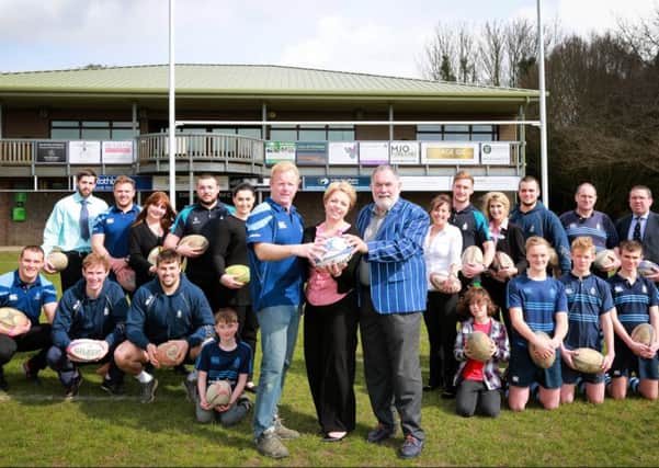 Representatives of Chi RFC and one of their sponsors, Wellington Grange / Picture by Deep South Media