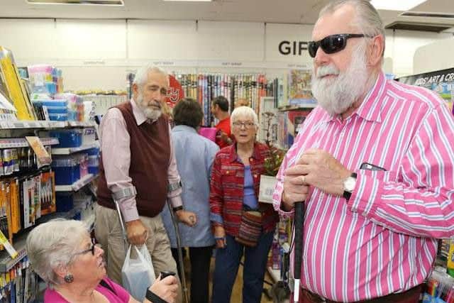 Post Office campaigners held an accessibility protest at WHSmith in Lewes. Photo by Cammie Toloui