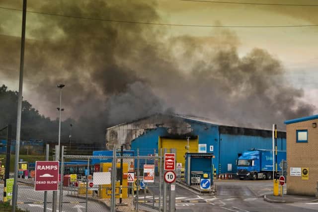 Fire at Burgess Hill recycle centre.