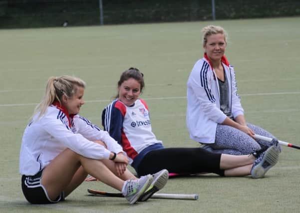 East Grinstead Hockey Club's Team GB trio Sophie Bray, Laura Unsworth and Kirsty Mackay SUS-160307-153244002