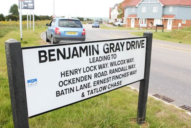 Battin lane is misspelt as 'Batin Lane' on the sign for Benjamin Gray Drive