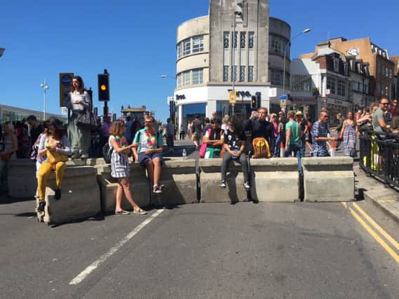 The concerete barriers used at pride by Sussex Police will be brought in at Eastbourne SUS-160908-131624001