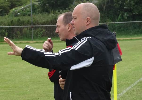 Bexhill United Football Club joint managers Ryan Light (nearest camera) and Nigel Kane. Picture courtesy Mark Killy