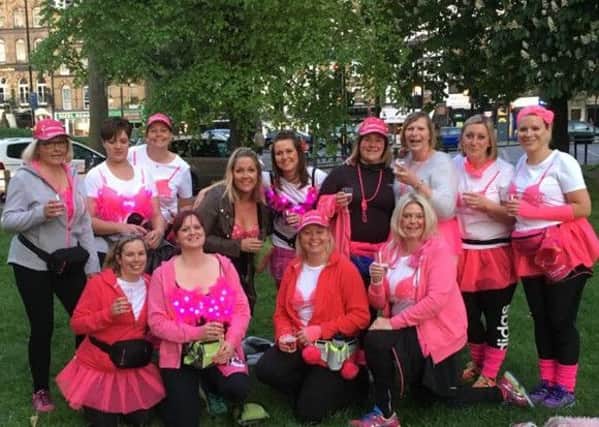 Ann Sandeman, pictured in the back row third from right, during the Moonwalk fundraiser in London in May