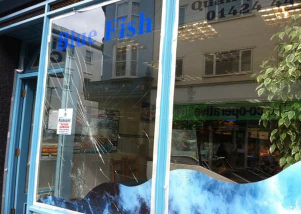 Blue Fish's window was smashed on Wednesday night SUS-161208-132243001