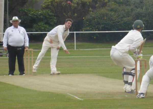 Bexhill v Roffey cricket action - George Fleming bowling for Roffey SUS-160814-105642002