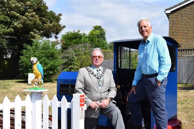Arun District Council chairman Stephen Haymes, left, with Nicholas Owen by the engine