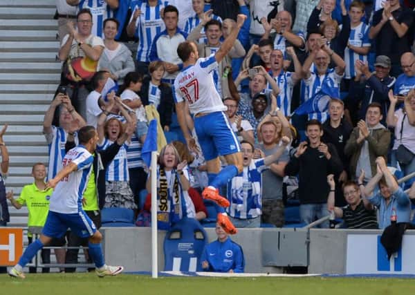 Glenn Murray celebrates scoring Albion's second. Picture by Phil Westlake