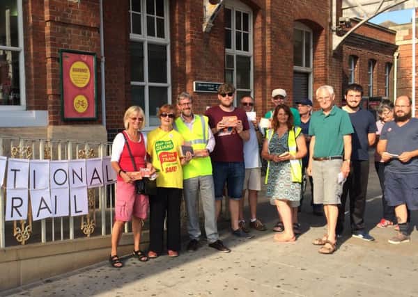 Campaigners at Worthing station