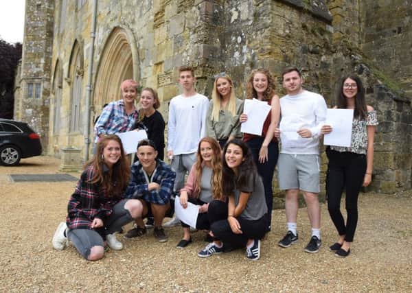 Happy Battle Abbey School students after receiving their A-level results