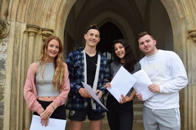 Battle Abbey School students after receiving their results