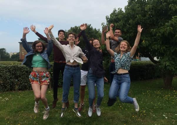 Chichester High School pupils jumping for joy at their A-level success