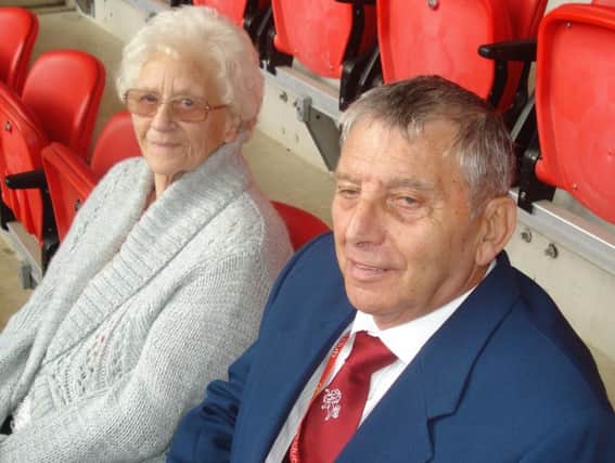 The late Ken Cherry with wife Margaret at Wembley Stadium