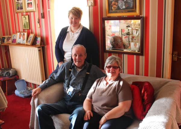 Cancer patient Donald Manson (centre) who has received care from St Catherine's Hospice. Left to Right  - Teresa Collins, Donald Manson, Marian Manson - submitted by St Catherines' Hospice
