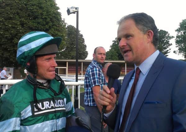 Richard Johnson is interviewed by Anthony Kemp at Fontwell last week