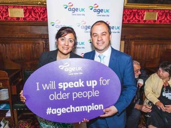 Nus Ghani MP who is an Age Champion pictured alongside Paul Scully MP
