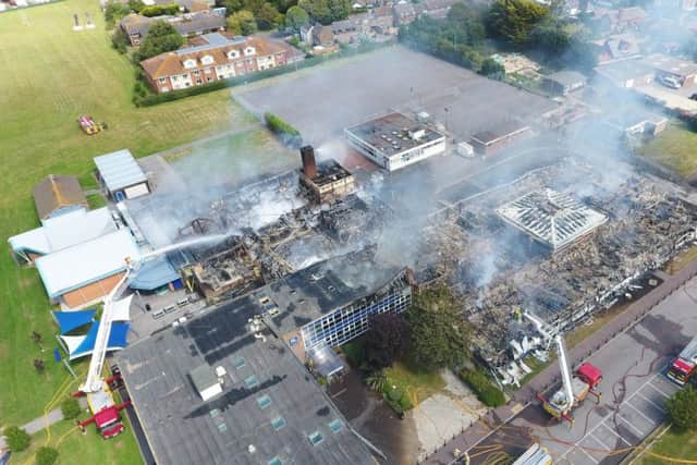 The fire has destroyed more than 75 per cent of the building. Picture by Eddie Mitchell