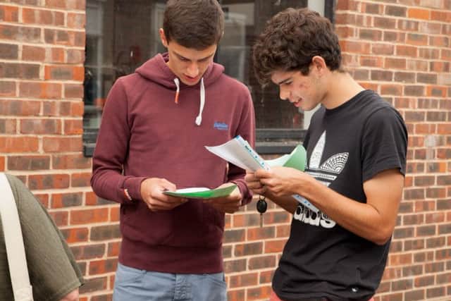 Students at Steyning Grammar School Sixth Form College celebrating their results