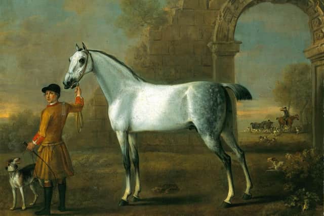 Grey Cardigan with Tom Johnson, Huntsman of the Charlton hounds, seen through the Archway by John Wootton