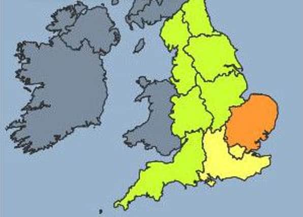 Yellow Level 2 warning for Sussex