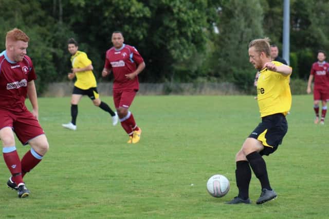 Jamie Crone on the ball during the under-36s match. Picture courtesy Catherine Gurney