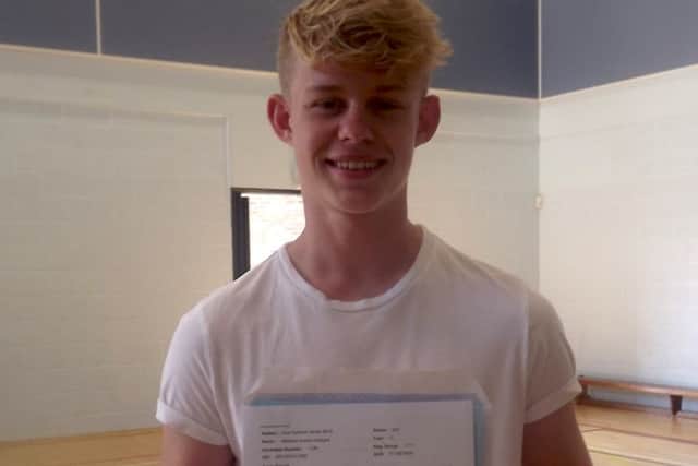 Matthew Hubbard with his results. Picture: Judy Nanson
