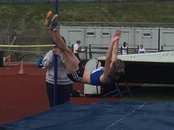 Elise Lovell goes clear in the high jump. Picture courtesy Terry Skelton