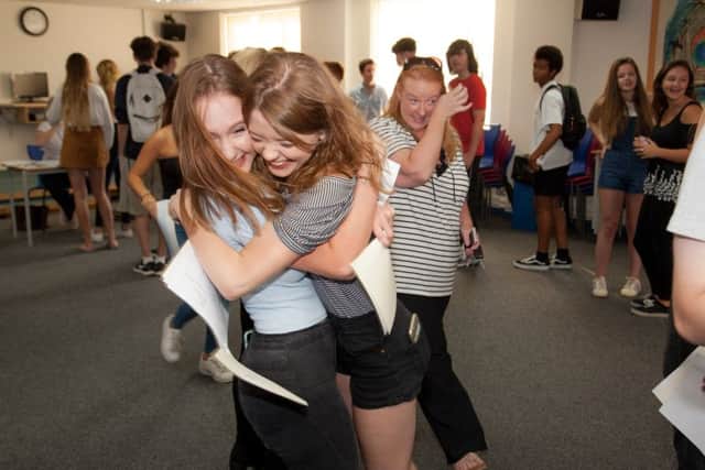 Students at Steyning Grammar School celebrating their results
