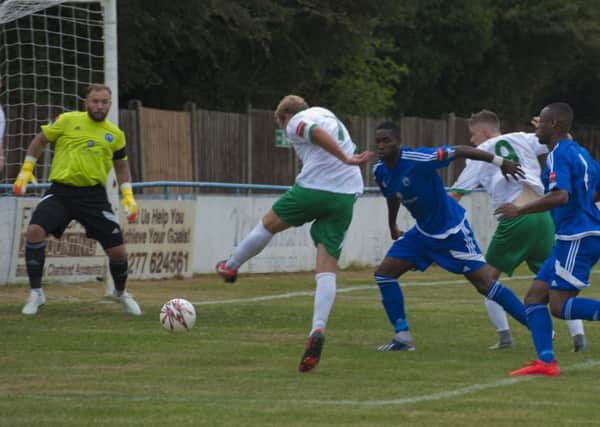 James Fraser fires Bognor ahead / Picture by Tommy McMillan