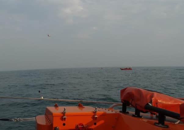 The four RNLI lifeboats and the coastguard helicopter searching for a missing diver off the coast of Selsey and Bognor Regis. Picture: Selsey RNLI