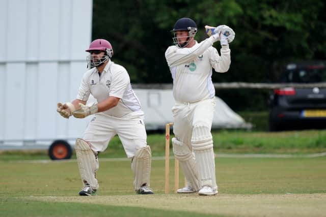 Cricket  Henfield (batting) v Southwater. Jack Parsons with a four. Pic Steve Robards  SR1624371 SUS-160829-130612001