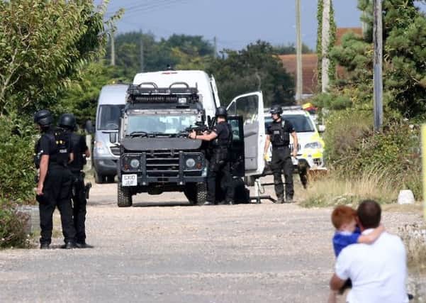 Police are still at the scene of the armed man siege in Pagham. Picture: UKNIP