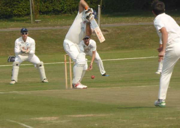 Bexhill v Cuckfield cricket action - Sam Roberts batting for Bexhill SUS-160827-232643002