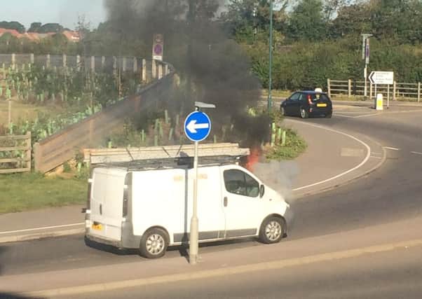 Van fire in Flansham Lane
