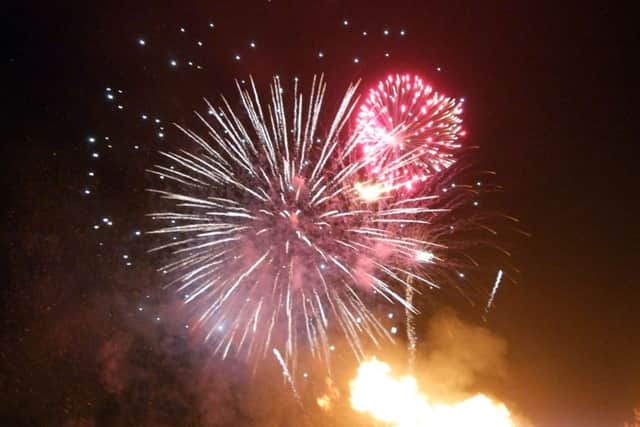 Rye Bonfire Society torchlight procession through Rye, bonfire and fireworks. Saturday November 8th 2014.