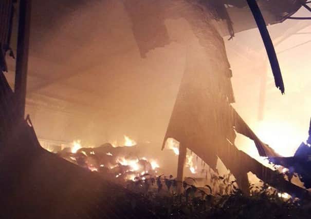 Barn destroyed by fire in Slinfold. Photo by Horsham fire service
