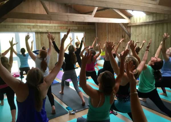 One of Niki's yoga classes at her Cowshed Yoga Studio in Sidlesham Common