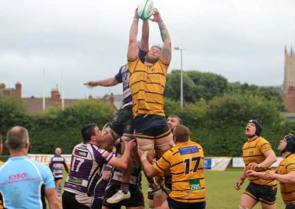 Raiders' Scott Barlow wins this line-out on Saturday at Exmouth. Picture by Colin Coulson