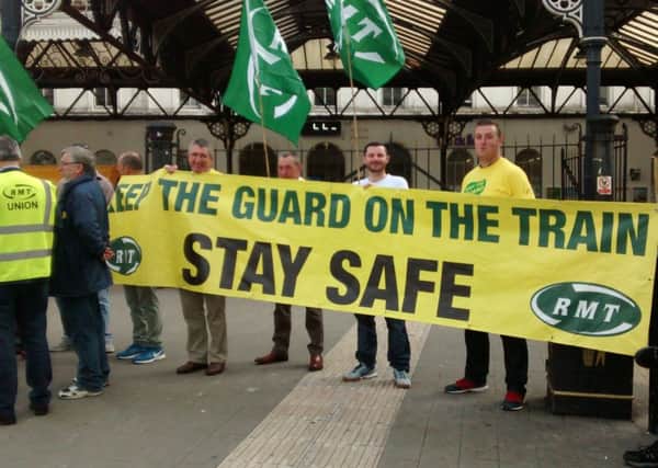 RMT members striking in Brighton