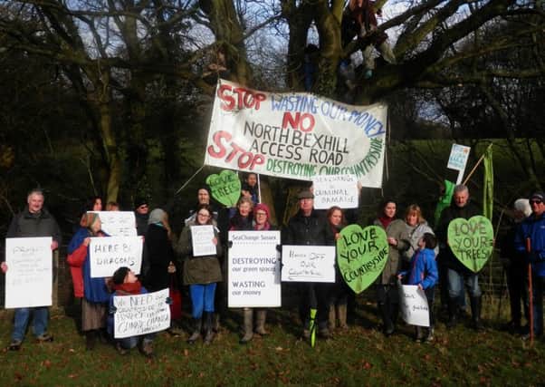 Protestors on the route of the North Bexhill Access Road earlier this year
