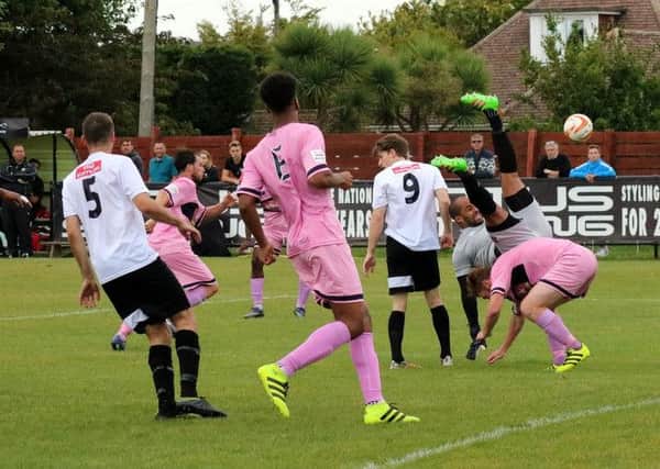 Pagham in recent FA Cup action against Dulwich Hamlet / Picture by Roger Smith