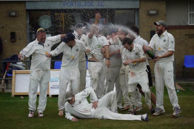Portslade celebrate after being crowned Sussex League Division 3 champions on Saturday