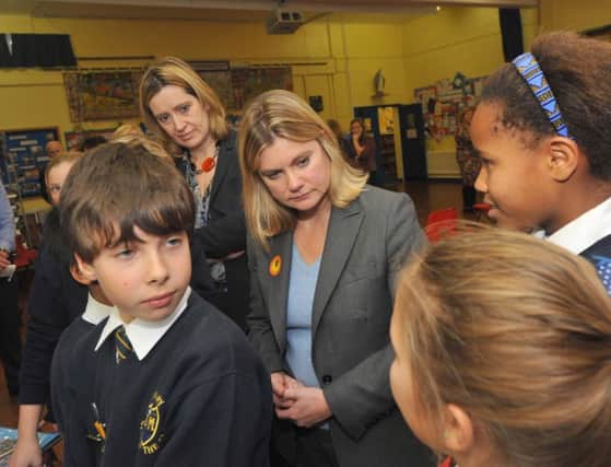 Education secretary Justine Greening MP visiting Sussex schoolchildren