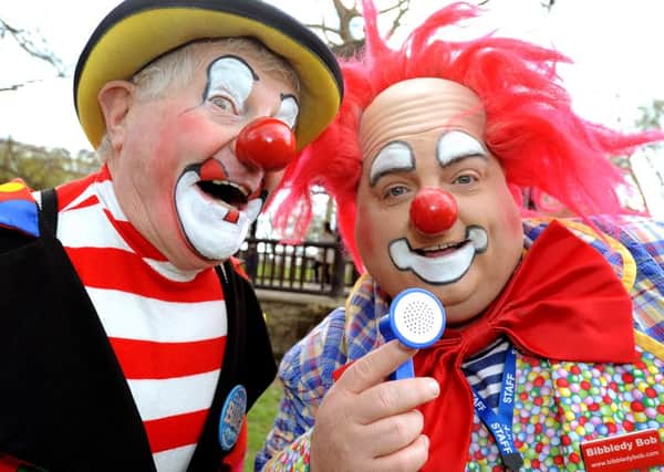 Bluey the Clown and clown Bibbledy Bob and at Hotham Park.  Pic Steve Robards