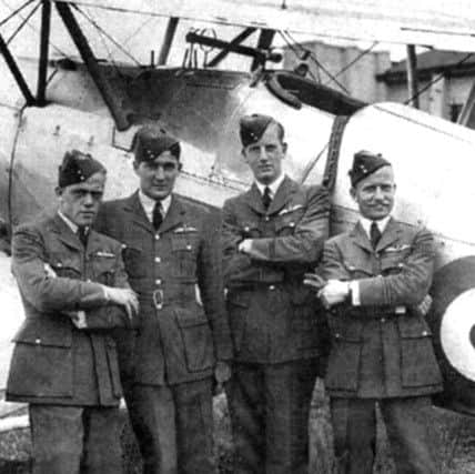Flight Lieutenant Edward Teddy Donaldson right with pilots of No 1 Squadron aerobatic team, Tangmere 1937